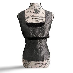 San Francisco Metallic Silver Corset Style Top – Lace-Up Back Size Medium